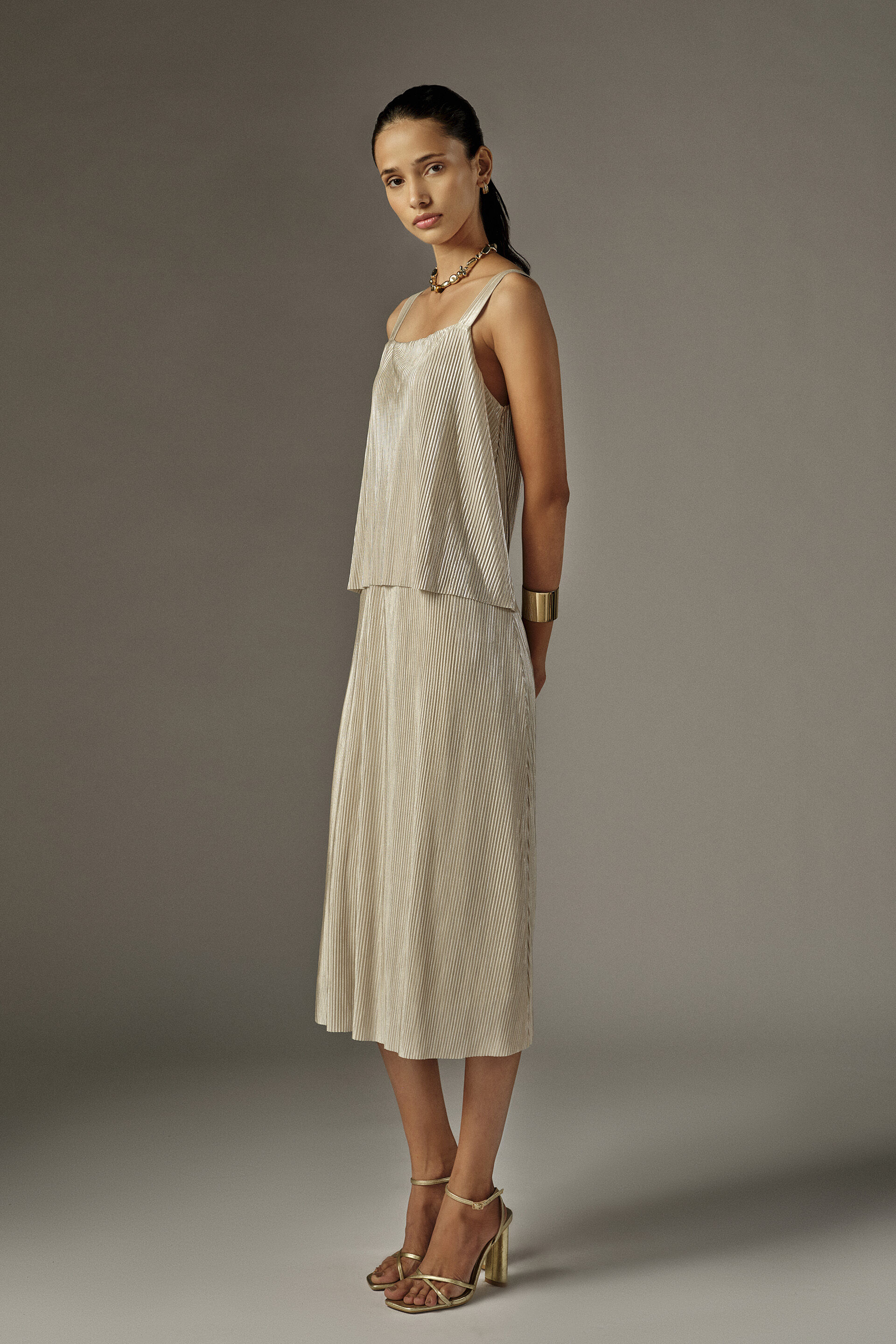 Fit & Flare Solid Midi Dress in Cream, Cream, image 5